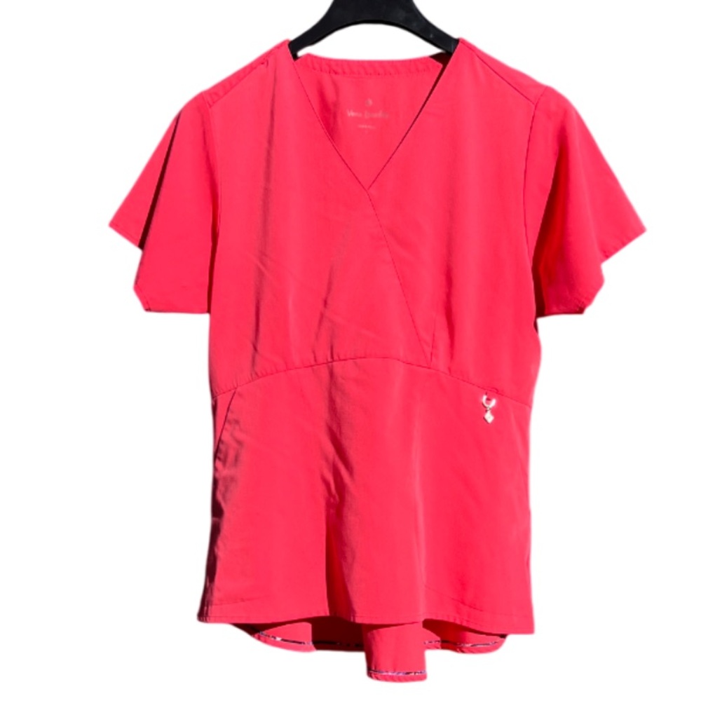 Vera Bradley Bright Pink V-Neck Scrub Top, Pockets